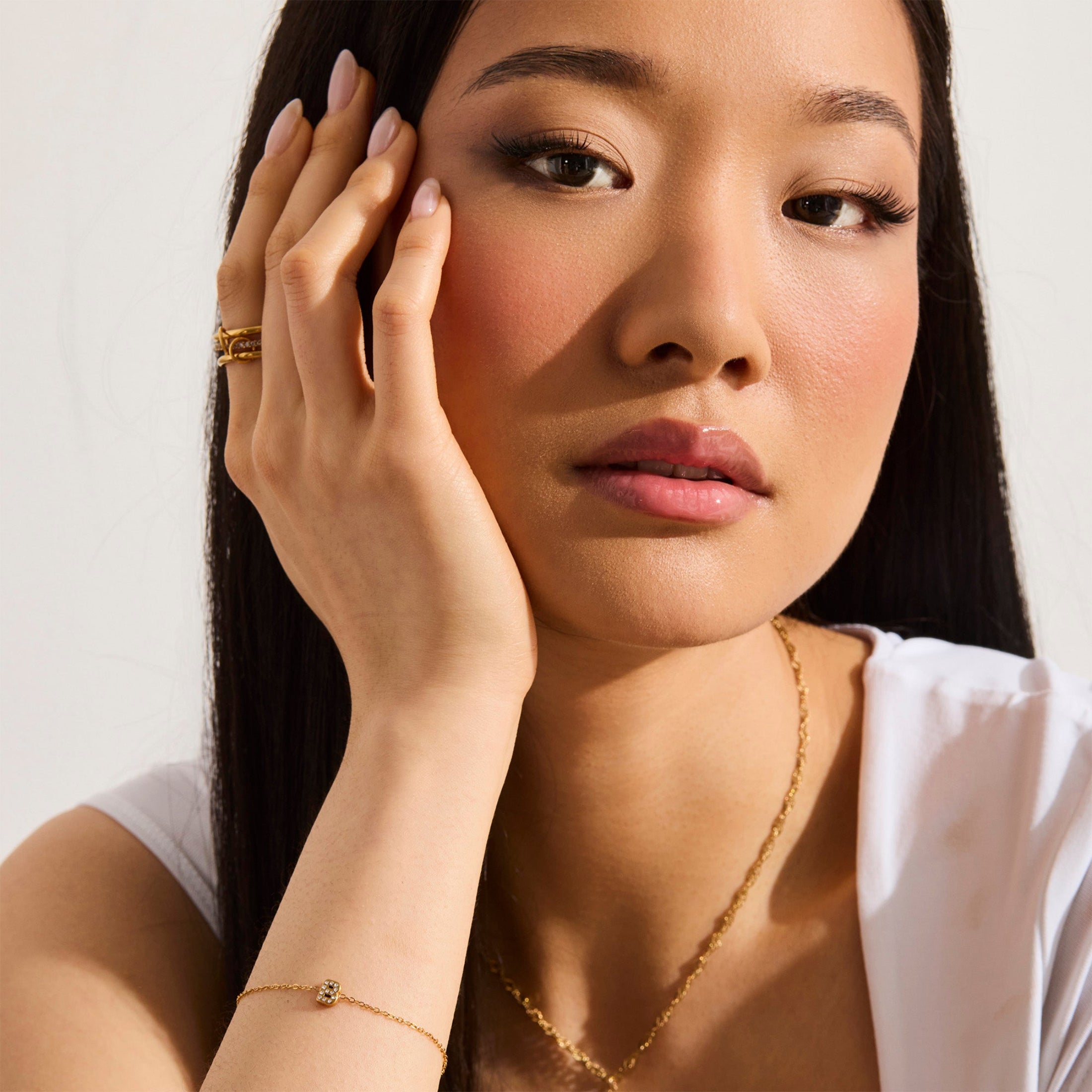 Stacked Linked Crystal Band Ring - Image 2