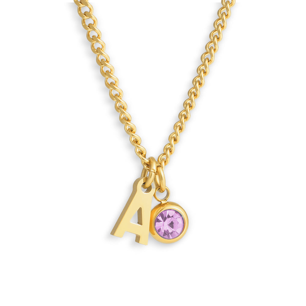Custom/Personalized Initial Pendant Necklace w/ Birthstone - Image 6