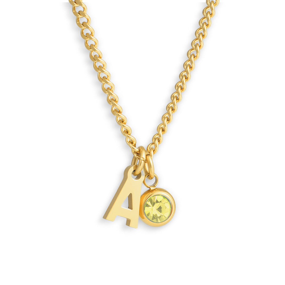 Custom/Personalized Initial Pendant Necklace w/ Birthstone - Image 4