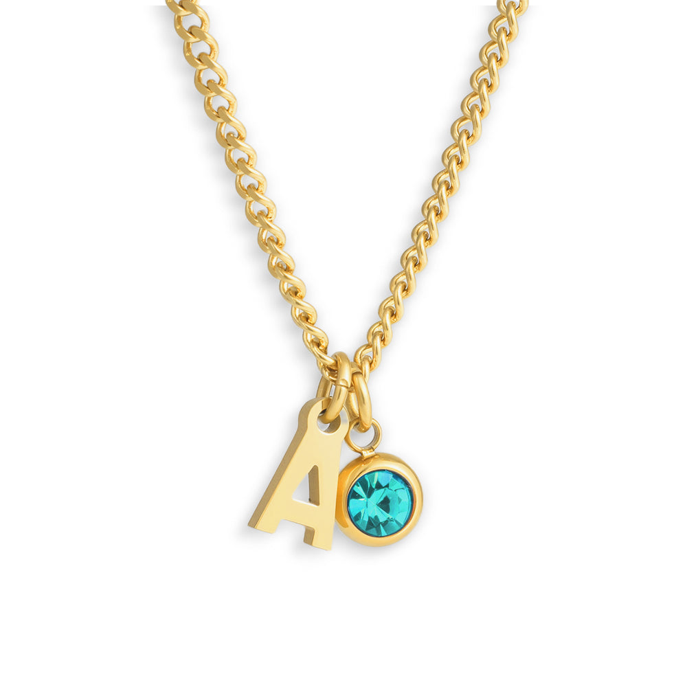 Custom/Personalized Initial Pendant Necklace w/ Birthstone - Image 8