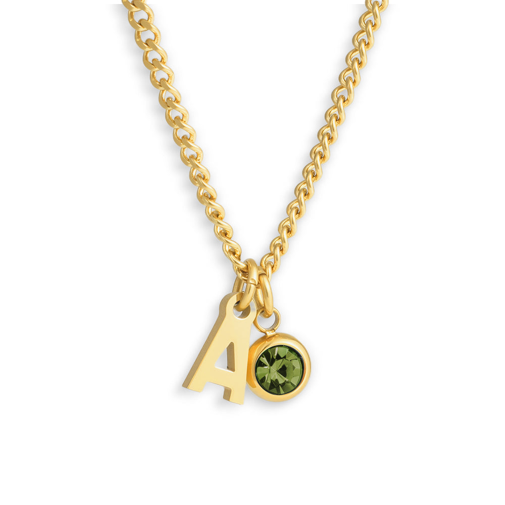 Custom/Personalized Initial Pendant Necklace w/ Birthstone - Image 9