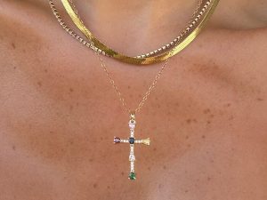Rainbow Blessings Cross Necklace