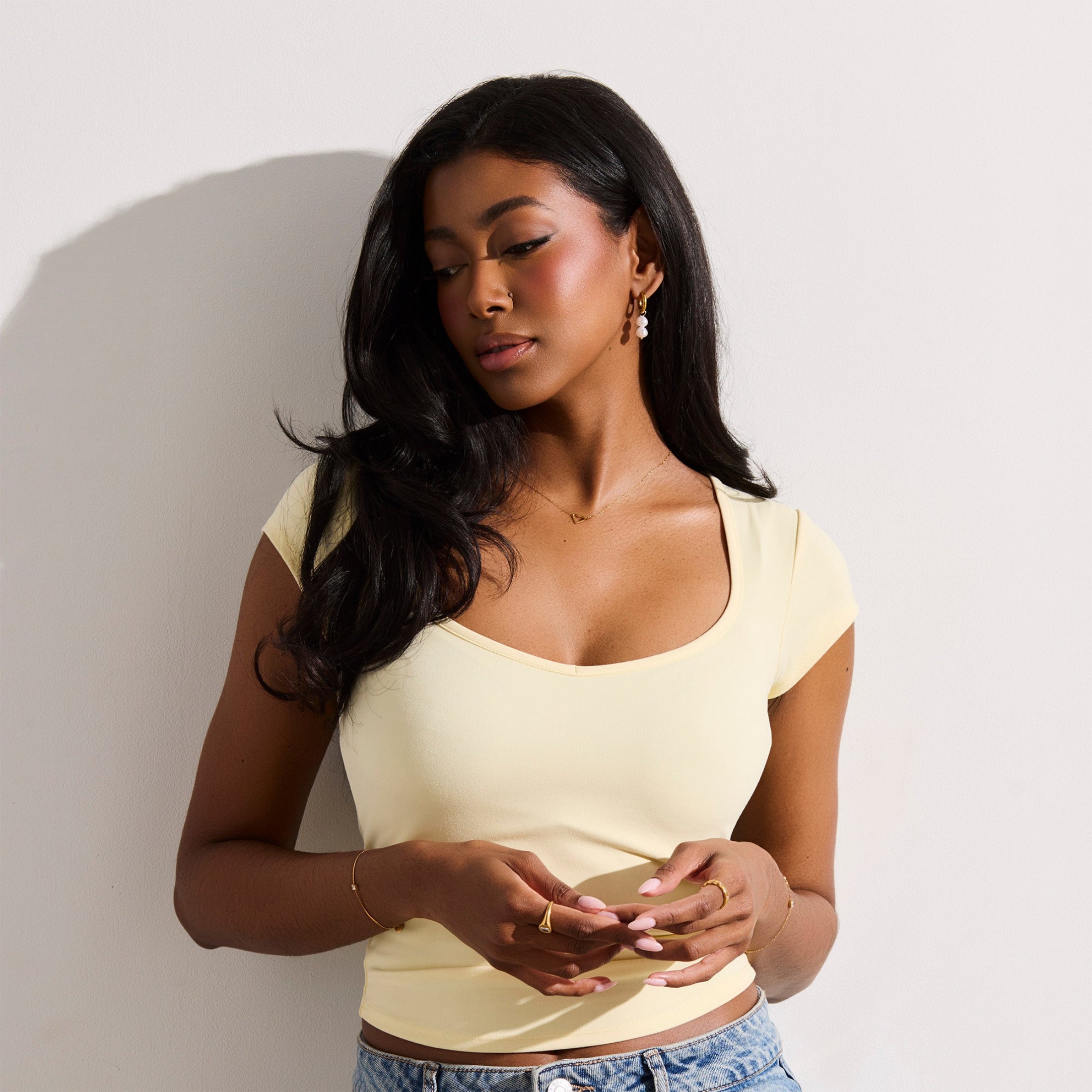 Double Pearl Drop Hoop Earrings - Image 2